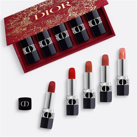 dior rouge dior couture colour refillable lipstick collection gift set|dior red lipstick set.